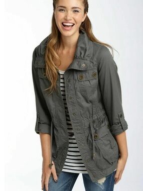 Sashimi Olive Green Utility Field Jacket Military Army Anorak Layering Fall L